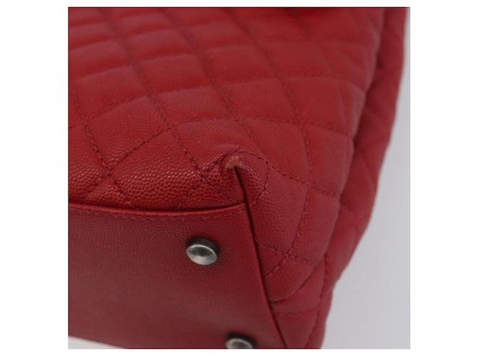 Bolsa de corrente CHANEL Matelasse Coco Handle em couro Caviar 2 vias Vermelha CC Auth 195900V Prata Vermelho - vista 13