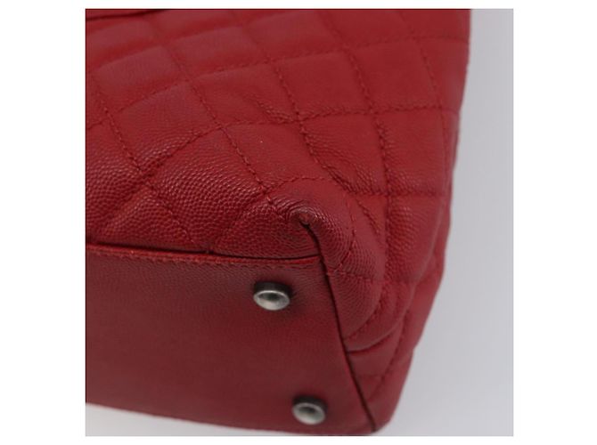 Bolsa de corrente CHANEL Matelasse Coco Handle em couro Caviar 2 vias Vermelha CC Auth 195900V Prata Vermelho - vista 15