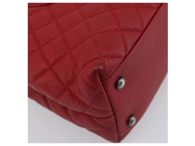 Bolsa de corrente CHANEL Matelasse Coco Handle em couro Caviar 2 vias Vermelha CC Auth 195900V Prata Vermelho - vista 16