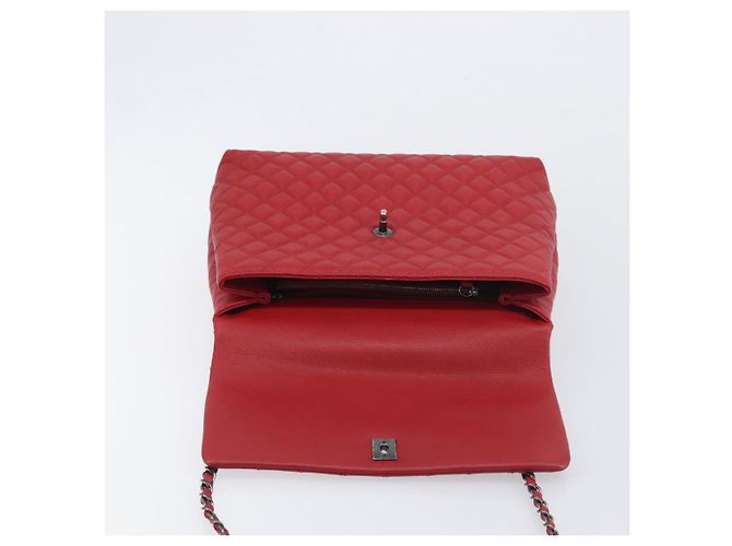 Bolsa de corrente CHANEL Matelasse Coco Handle em couro Caviar 2 vias Vermelha CC Auth 195900V Prata Vermelho - vista 19