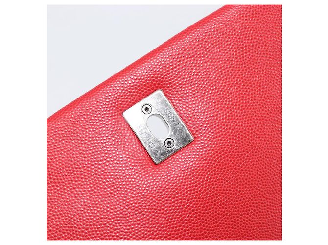 Bolsa de corrente CHANEL Matelasse Coco Handle em couro Caviar 2 vias Vermelha CC Auth 195900V Prata Vermelho - vista 20