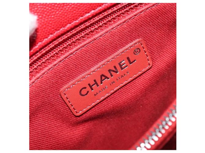 Bolsa de corrente CHANEL Matelasse Coco Handle em couro Caviar 2 vias Vermelha CC Auth 195900V Prata Vermelho - vista 21