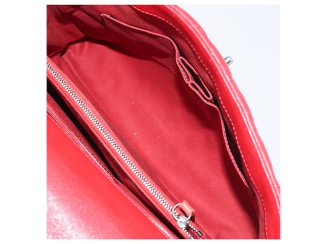 Bolsa de corrente CHANEL Matelasse Coco Handle em couro Caviar 2 vias Vermelha CC Auth 195900V Prata Vermelho - vista 22