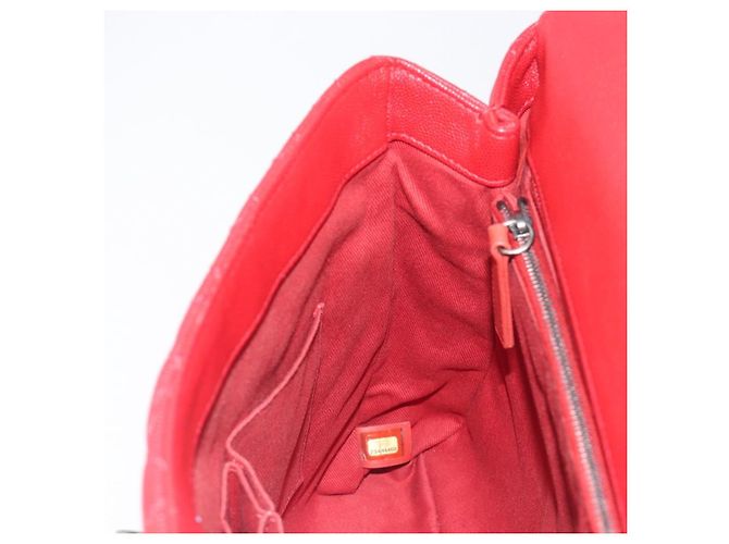 Bolsa de corrente CHANEL Matelasse Coco Handle em couro Caviar 2 vias Vermelha CC Auth 195900V Prata Vermelho - vista 24