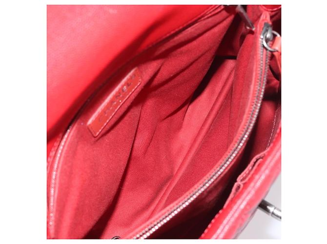Bolsa de corrente CHANEL Matelasse Coco Handle em couro Caviar 2 vias Vermelha CC Auth 195900V Prata Vermelho - vista 27