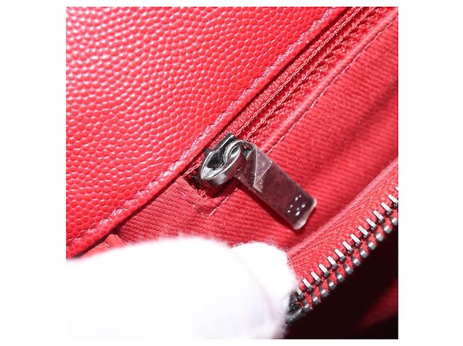 Bolsa de corrente CHANEL Matelasse Coco Handle em couro Caviar 2 vias Vermelha CC Auth 195900V Prata Vermelho - vista 28