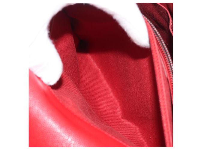 Bolsa de corrente CHANEL Matelasse Coco Handle em couro Caviar 2 vias Vermelha CC Auth 195900V Prata Vermelho - vista 29