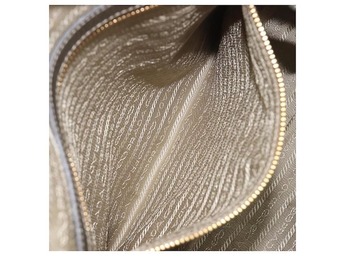 PRADA Hand Bag Vittero Dino Leather 2way Silver Gold Auth 197342V Silvery Golden - view 31