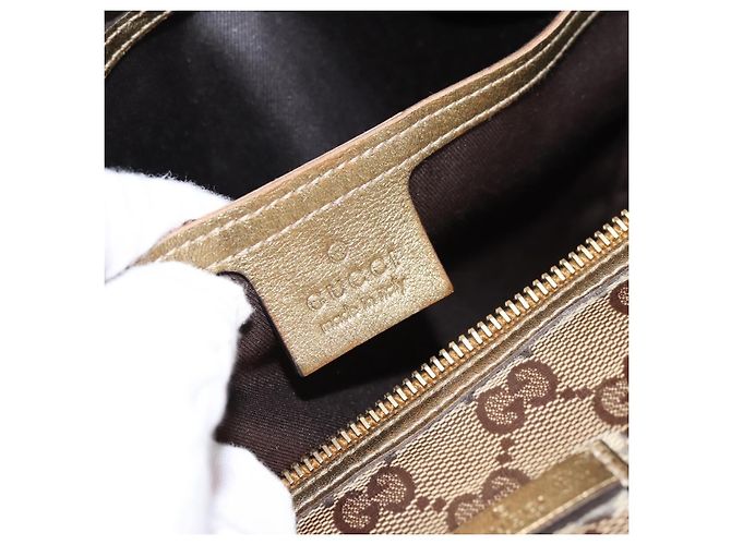 Borsa Boston GUCCI GG Crystal Coated Canvas Gold 193603 Auth 197908 D'oro - vista 19