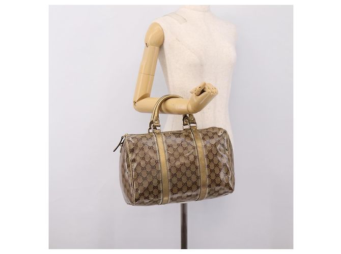 Borsa Boston GUCCI GG Crystal Coated Canvas Gold 193603 Auth 197908 D'oro - vista 21