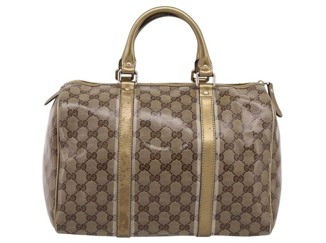 Borsa Boston GUCCI GG Crystal Coated Canvas Gold 193603 Auth 197908 D'oro - vista 3