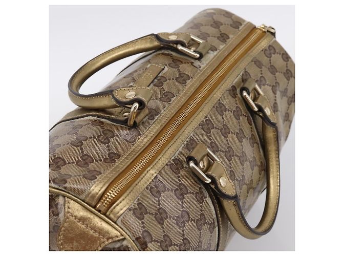 Borsa Boston GUCCI GG Crystal Coated Canvas Gold 193603 Auth 197908 D'oro - vista 6