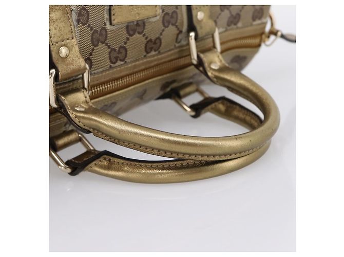 Borsa Boston GUCCI GG Crystal Coated Canvas Gold 193603 Auth 197908 D'oro - vista 7