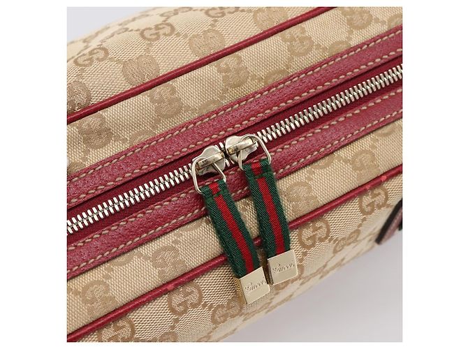 Bolsa Gucci GG Canvas Princey Web Sherry Line Beige Gold 161720 Auth 200889V Bege Dourado - vista 14