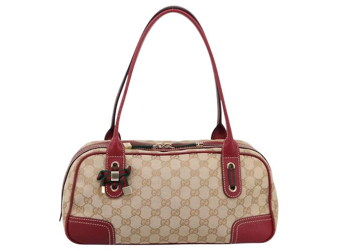 Bolsa Gucci GG Canvas Princey Web Sherry Line Beige Gold 161720 Auth 200889V Bege Dourado - vista 2