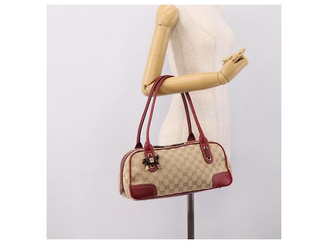 Bolsa Gucci GG Canvas Princey Web Sherry Line Beige Gold 161720 Auth 200889V Bege Dourado - vista 22