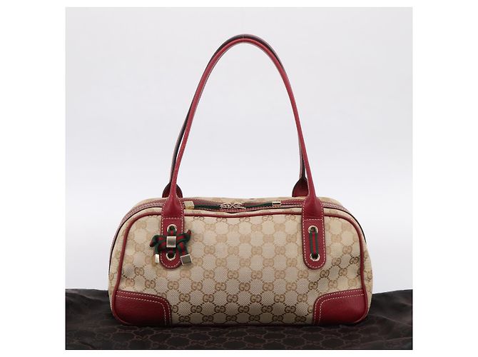 Bolsa Gucci GG Canvas Princey Web Sherry Line Beige Gold 161720 Auth 200889V Bege Dourado - vista 23