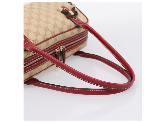 Bolsa Gucci GG Canvas Princey Web Sherry Line Beige Gold 161720 Auth 200889V Bege Dourado - vista 7