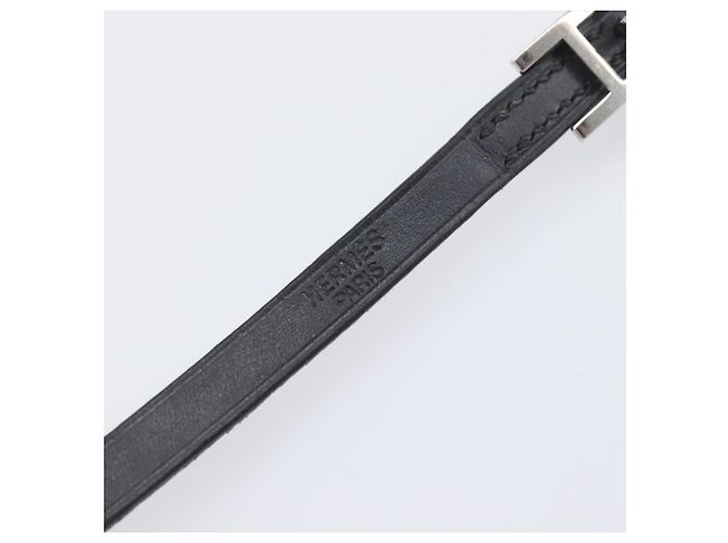 Hermès HERMES Api Choker Bracelet Leather Black Silver Auth 198841A Nero Argento - vista 11