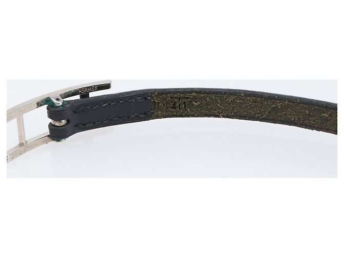 Hermès HERMES Api Choker Bracelet Leather Black Silver Auth 198841A Nero Argento - vista 12