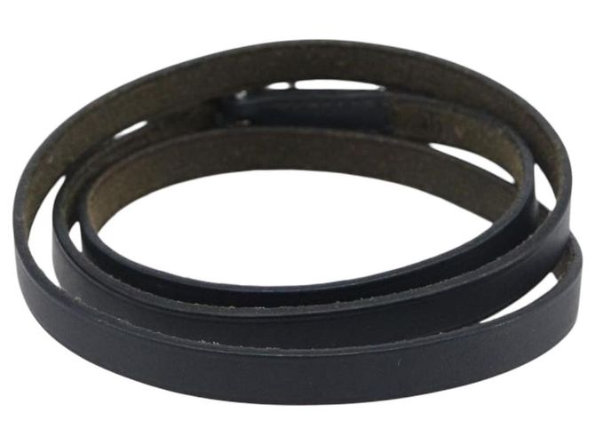 Hermès HERMES Api Choker Bracelet Leather Black Silver Auth 198841A Nero Argento - vista 3