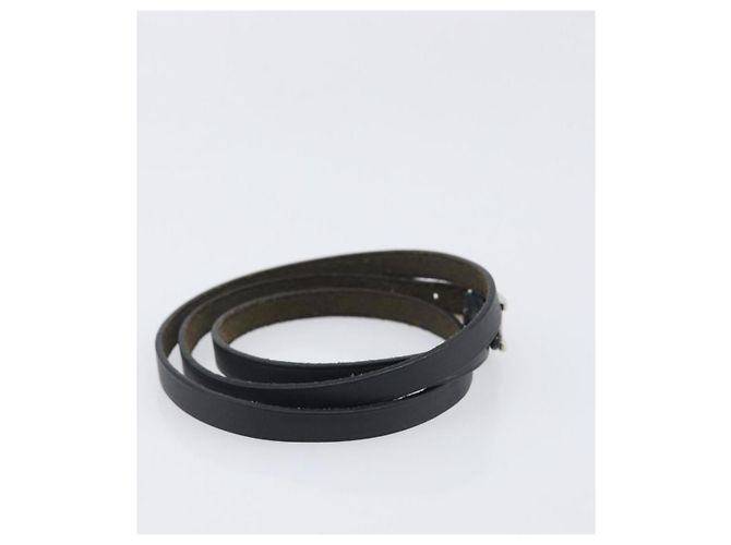 Hermès HERMES Api Choker Bracelet Leather Black Silver Auth 198841A Nero Argento - vista 5