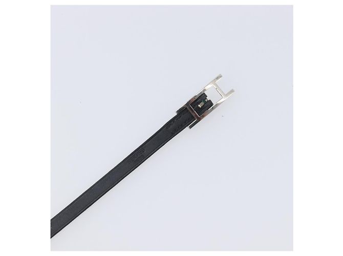 Hermès HERMES Api Choker Bracelet Leather Black Silver Auth 198841A Nero Argento - vista 9