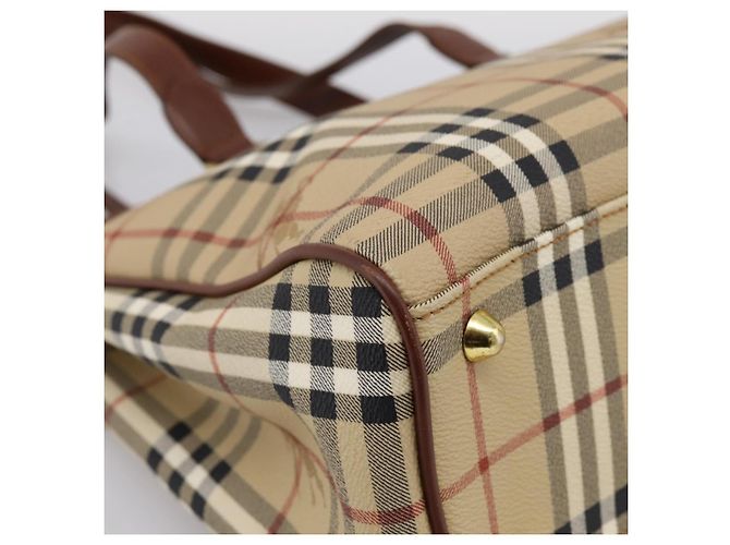 Borsa a tracolla BURBERRY Nova Check PVC Beige Gold Auth 197805A D'oro - vista 14