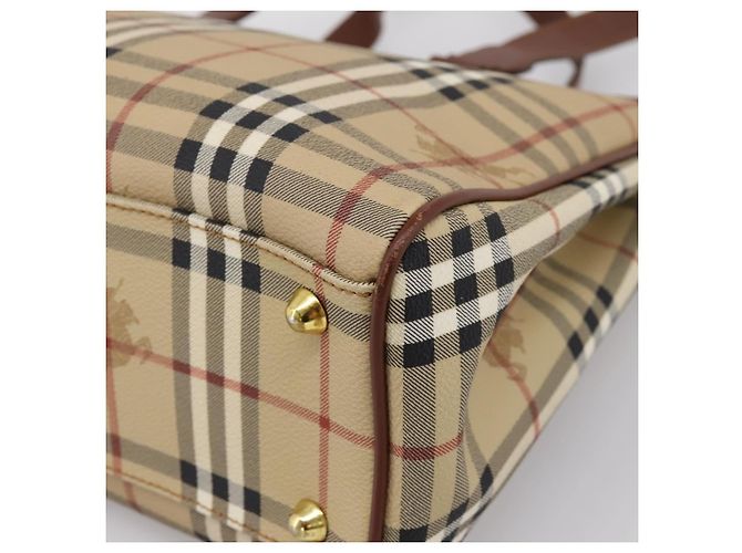 Borsa a tracolla BURBERRY Nova Check PVC Beige Gold Auth 197805A D'oro - vista 15