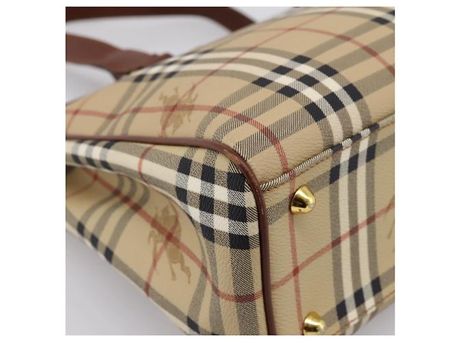 Borsa a tracolla BURBERRY Nova Check PVC Beige Gold Auth 197805A D'oro - vista 16