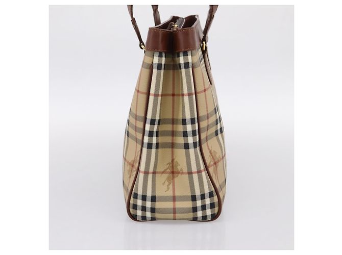 Borsa a tracolla BURBERRY Nova Check PVC Beige Gold Auth 197805A D'oro - vista 3