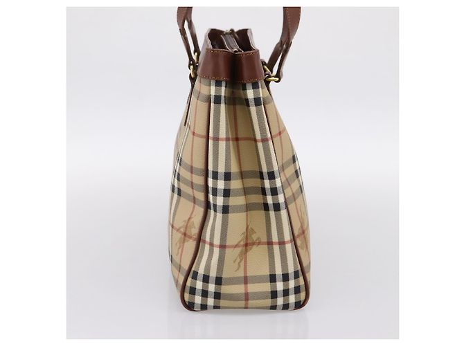 Borsa a tracolla BURBERRY Nova Check PVC Beige Gold Auth 197805A D'oro - vista 4