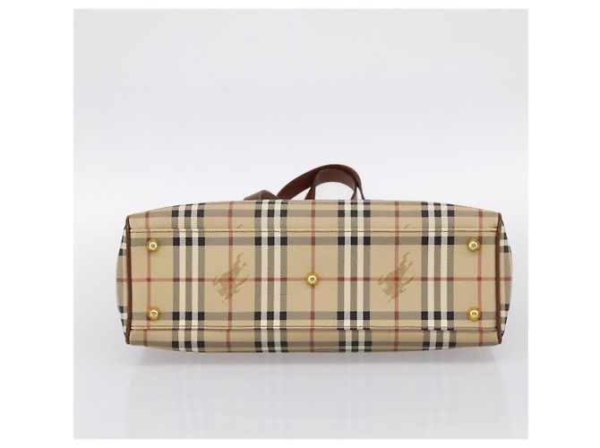 Borsa a tracolla BURBERRY Nova Check PVC Beige Gold Auth 197805A D'oro - vista 5