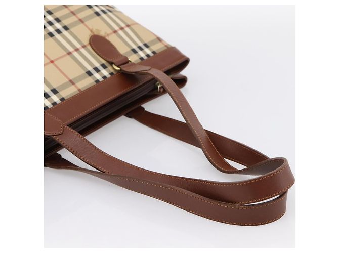Borsa a tracolla BURBERRY Nova Check PVC Beige Gold Auth 197805A D'oro - vista 7