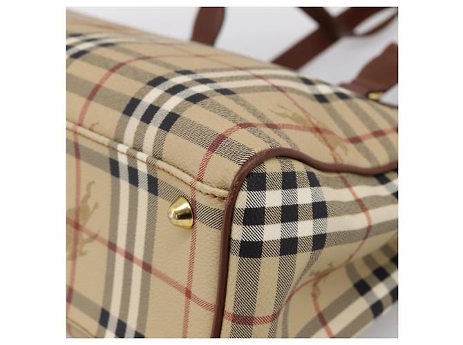 Borsa a tracolla BURBERRY Nova Check PVC Beige Gold Auth 197805A D'oro - vista 9