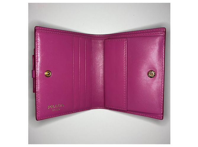 Prada Cartera Saffiano Bow Bi-fold - Magenta Rosa - vista 3