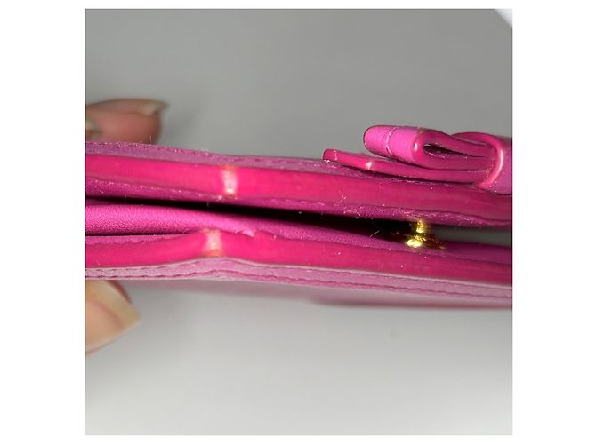 Prada Cartera Saffiano Bow Bi-fold - Magenta Rosa - vista 7