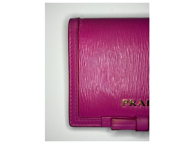 Prada Cartera Saffiano Bow Bi-fold - Magenta Rosa - vista 9