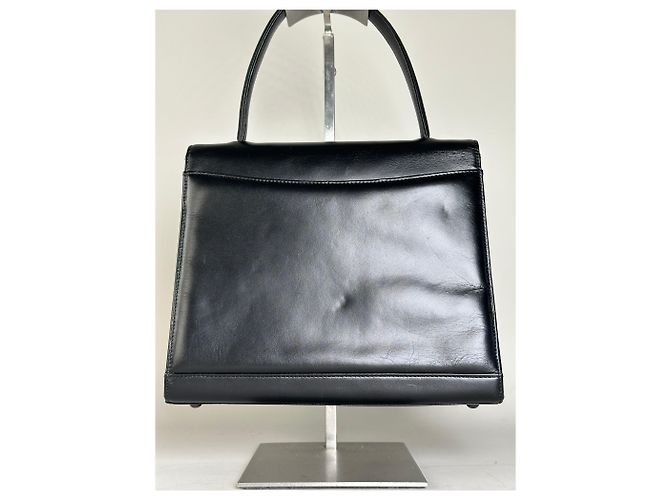 Vintage Givenchy Handtasche aus glattem Leder Schwarz Gold - Ansicht 2