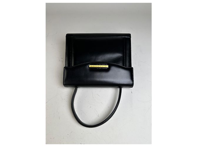 Vintage Givenchy Handtasche aus glattem Leder Schwarz Gold - Ansicht 7