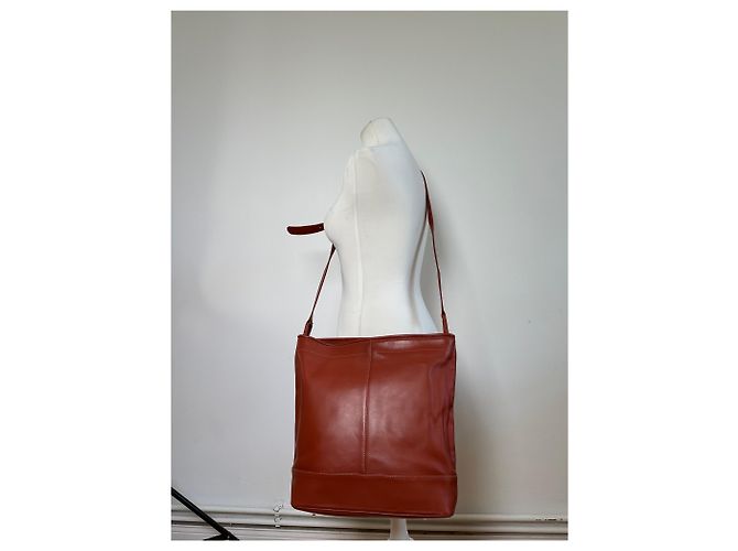 Vintage Issey Miyake Leder Tote Bag Rust Rot - Ansicht 7
