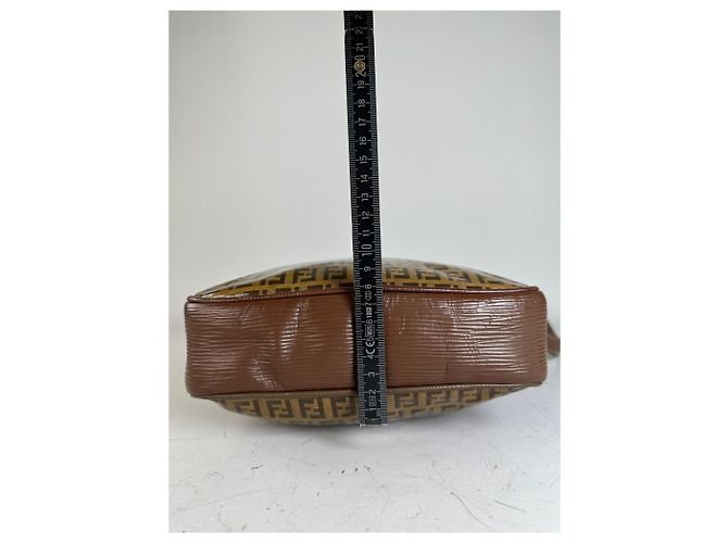 Vintage Fendi FF Monogram Canvas Schultertasche Brown Tan - Ansicht 13