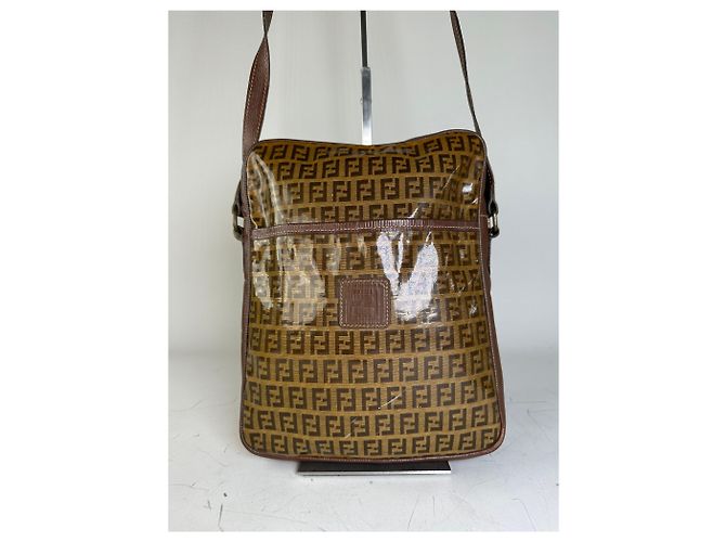 Vintage Fendi FF Monogram Canvas Schultertasche Brown Tan - Ansicht 14