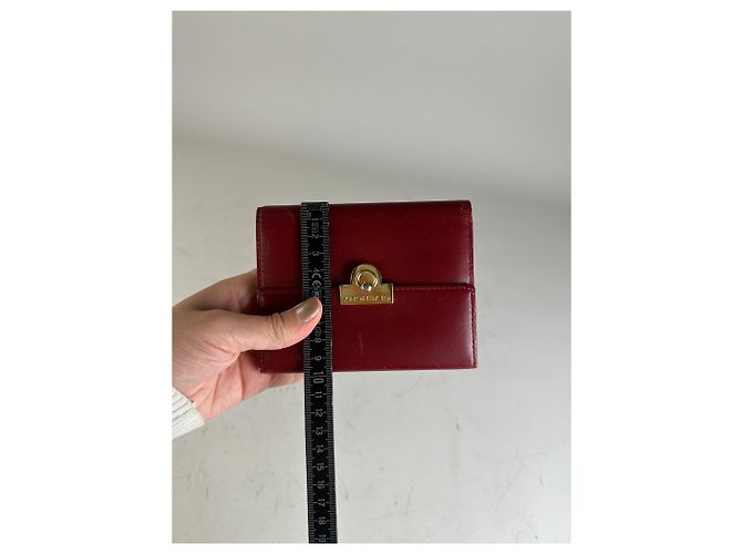 Vintage Givenchy Leather Wallet Burgundy Gold Dark red - view 10