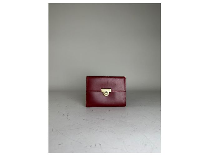 Vintage Givenchy Leather Wallet Burgundy Gold Dark red - view 11