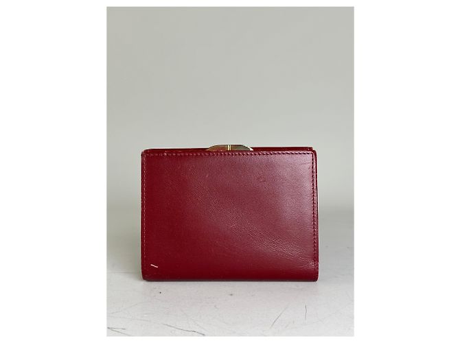 Vintage Givenchy Leather Wallet Burgundy Gold Dark red - view 2