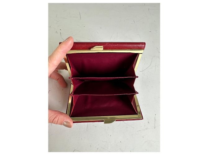 Vintage Givenchy Leather Wallet Burgundy Gold Dark red - view 3