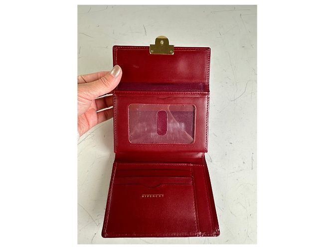 Vintage Givenchy Leather Wallet Burgundy Gold Dark red - view 4