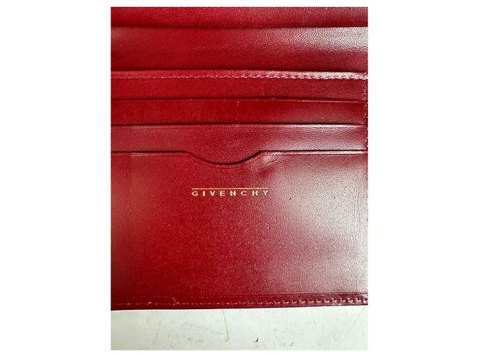 Vintage Givenchy Leather Wallet Burgundy Gold Dark red - view 5