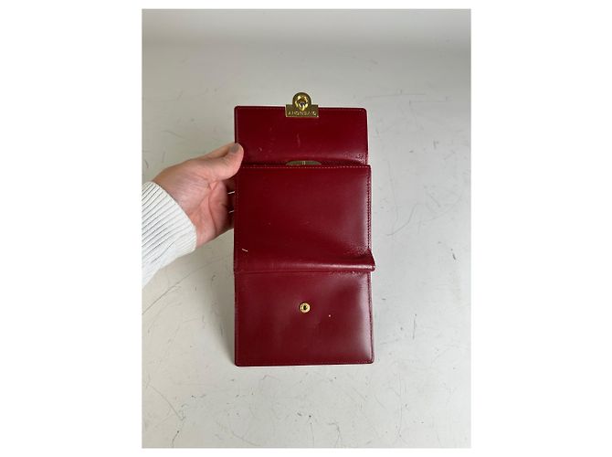 Vintage Givenchy Leather Wallet Burgundy Gold Dark red - view 8